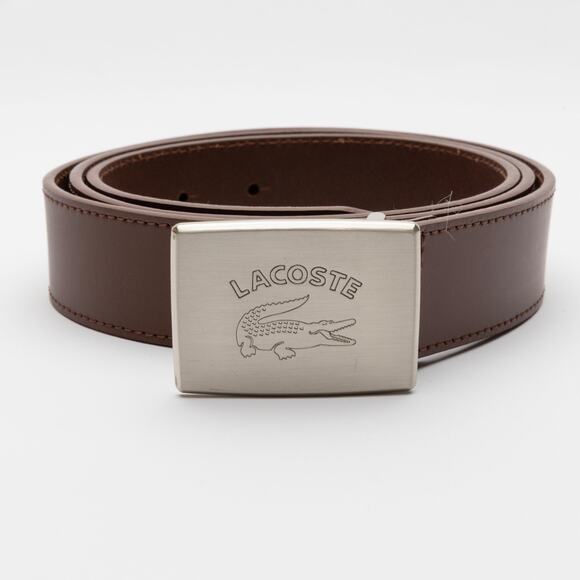 Lacoste Logo Men's Buckle Leather Belt Brown 40 - Picture 1 of 5